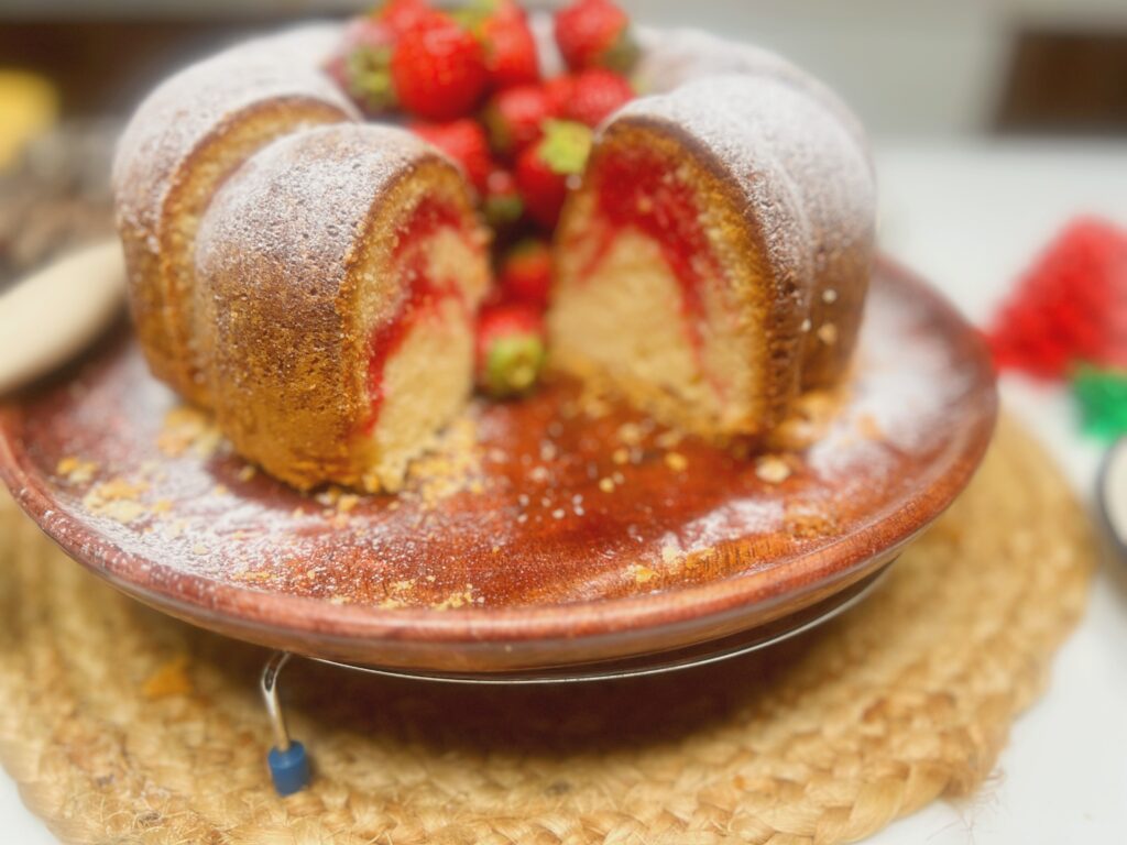 strawberry swirl creamcheese pound cake