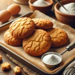 Close-up shot of freshly baked thick, soft cookies on a baking tray, showcasing their fluffy texture.
