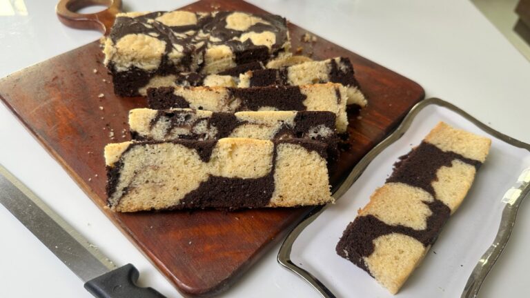 Eggless Marble Butter Cake (Soft Chocolate Vanilla Marble Cake, No Eggs)